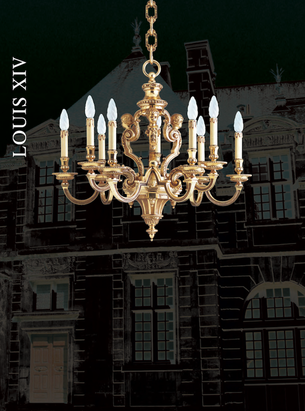 Lustre Louis XV bronze véritable cristaux Lucien Gau Paris